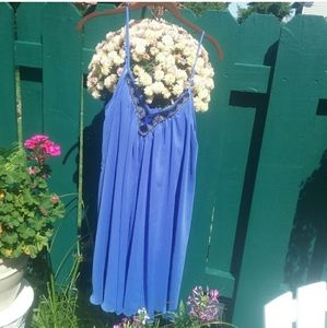 Y2K Express Beaded Swing Trapeze Mini Dress